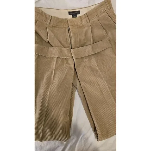 VINTAGE Banana Republic Pants Mens 38x 32Tan Corduroy Pleated Safari Portugal - Picture 2 of 4